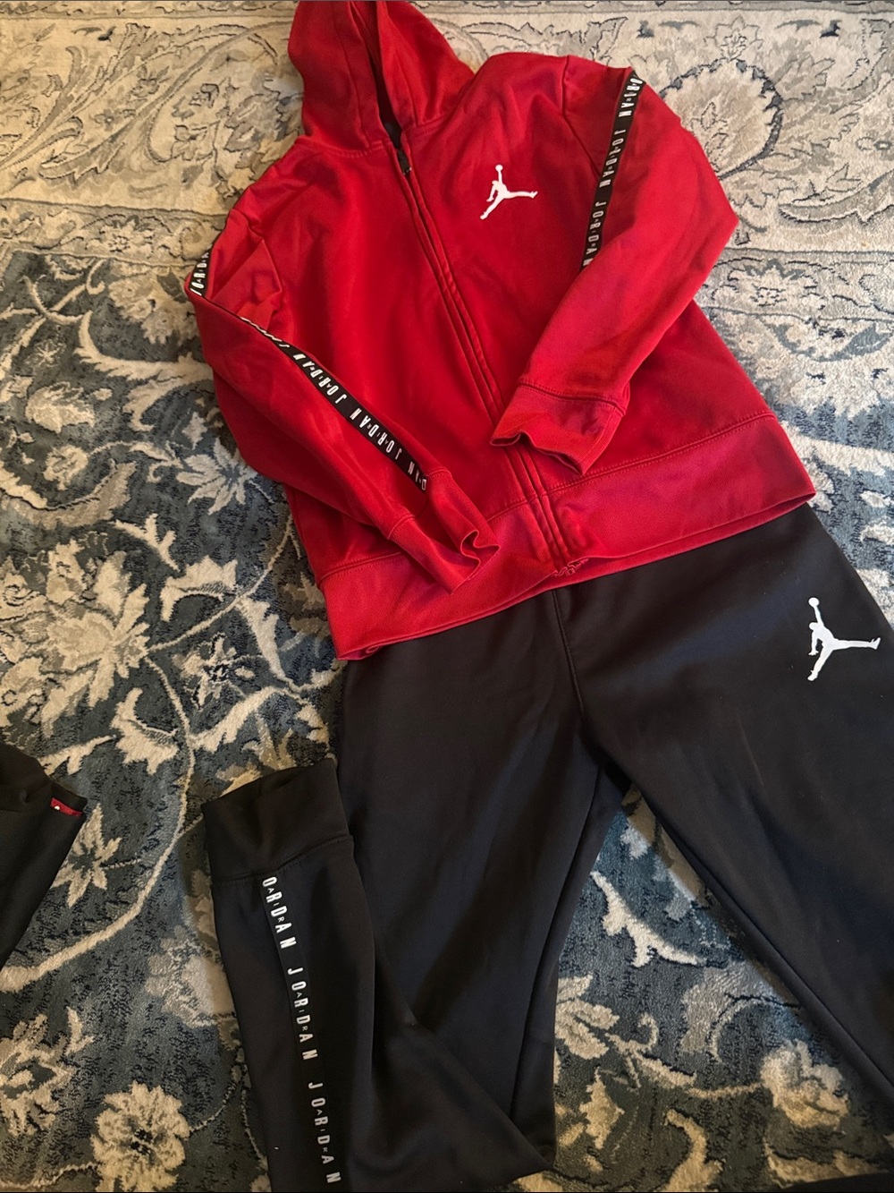Jordan Red Hoodie and Black Jogger Set - Kids medium 10-12